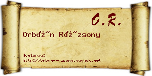 Orbán Rázsony névjegykártya